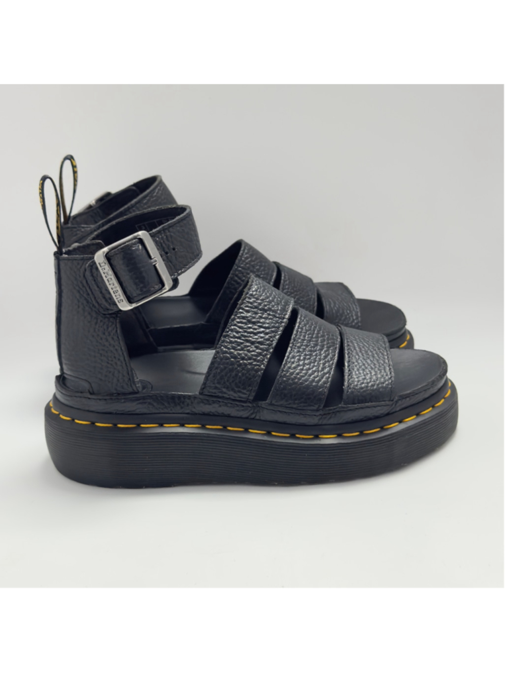 Dr. Martens Clarissa II Quad Milled Nappa Leather Platform Sandals Black Size 5L